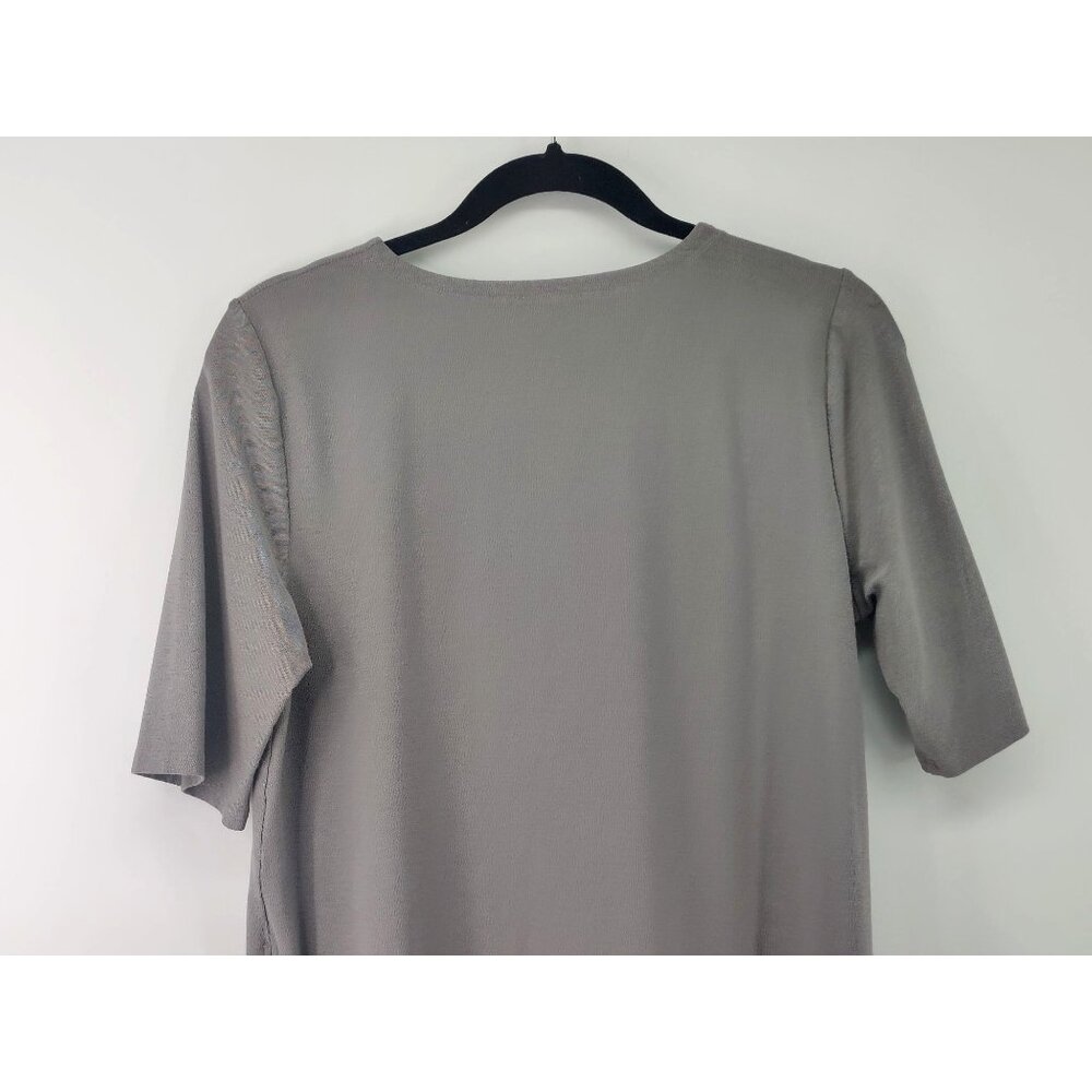 Eileen Fisher Gray Side Zip Tunic Dress Short Sleeve Size M - Picture 8 of 9